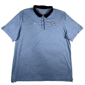 Jordan Brand UNC Tar Heels Polo Shirt Mens XXL Blue Heathered Standard Fit Logo